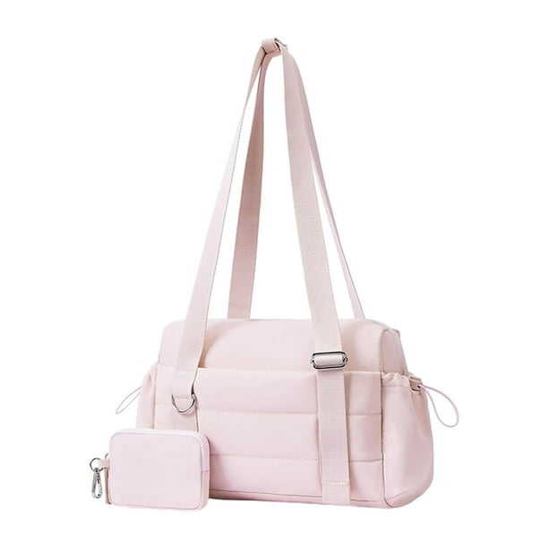 Bolsa de gimnasio con cartera pequeña, bolso de hombro tipo bandolera para mujer, hombre, entrenamiento, y fitness. Rosa