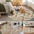 thumbnail image 5 of Tan Coffee Round Area Rug 6Ft Washable Circle Rugs for Bathroom Office, Vintage Latte Cafe Books Leaves Flowers Theme Non-Slip Carpet Floor Mats Indoor Outdoor Carpet Runner Aesthetic Home Decor, 5 of 8