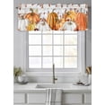thumbnail image 2 of Thanksgiving Pumpkin Valances for Windows Eucalyptus Leaves Flowers Wood Texture Kitchen Valance Curtain Rod Pocket Small Curtains for Cafe Bathroom Laundry Basement 54" x 18", 2 of 8