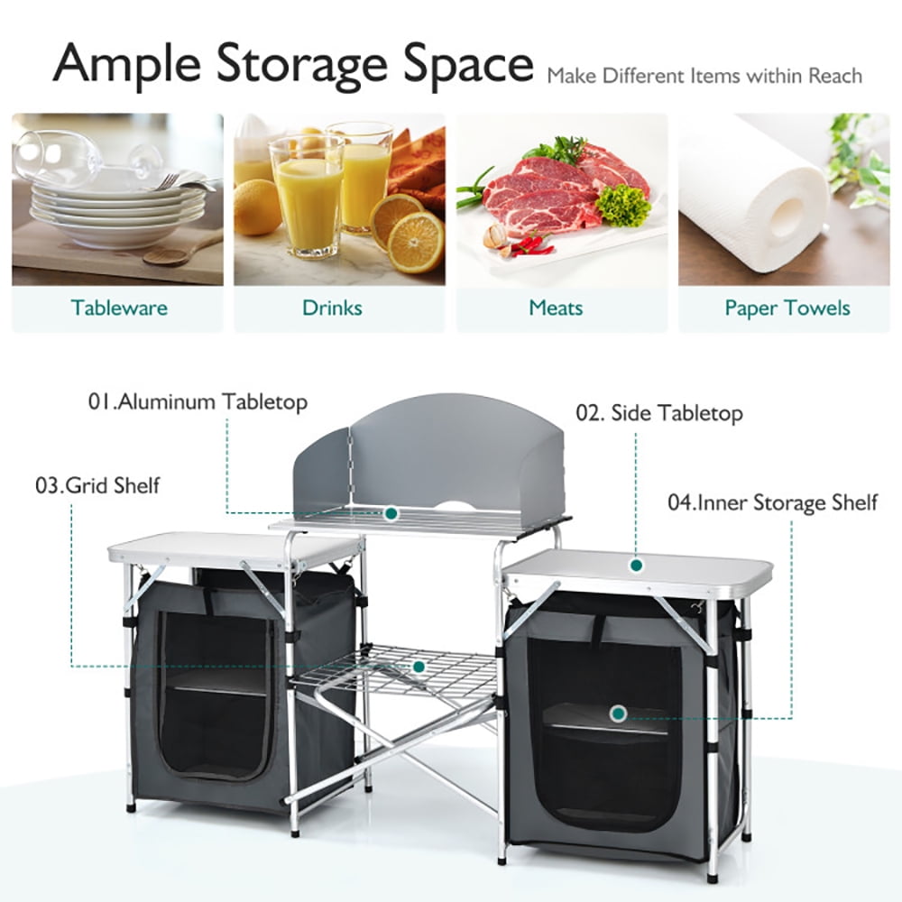Aimee Lii Folding Camping Table with Storage Organizer, PorTable Tables Folding