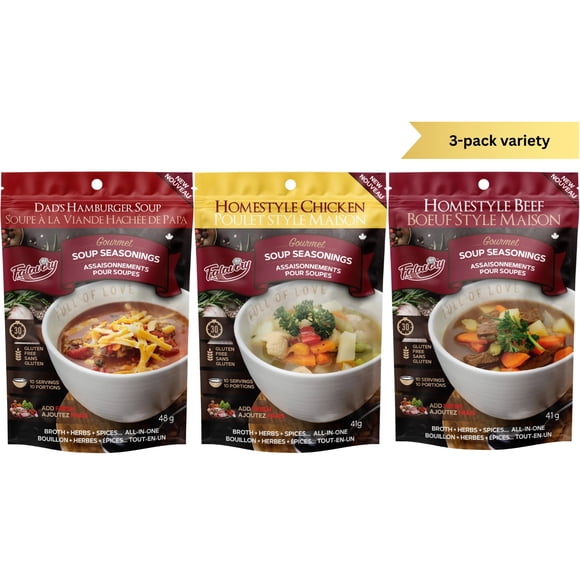 Falavory Soup Seasoning Blends (Comfort Classics – Homestyle Chicken, Dad’s Hamburger, Homestyle Beef), 3 Pack, 41–48g Each