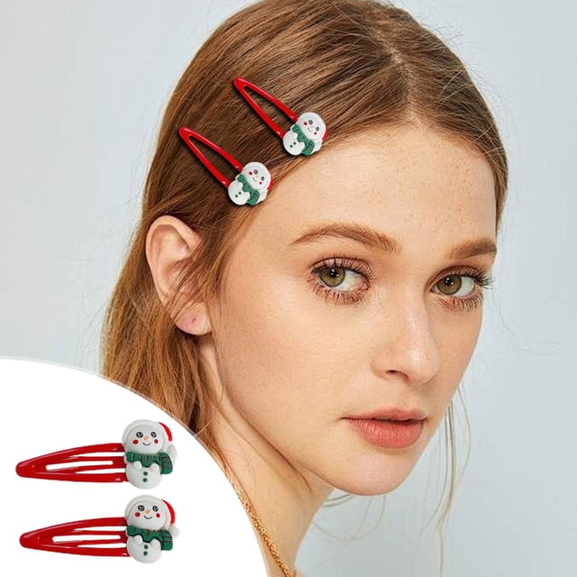 Puntoco Horquilla navideña Dibujos animados Lindo Papá Noel Horquilla para el cabello Alce Muñeco de nieve Niña Pinza para el cabello con flecos
