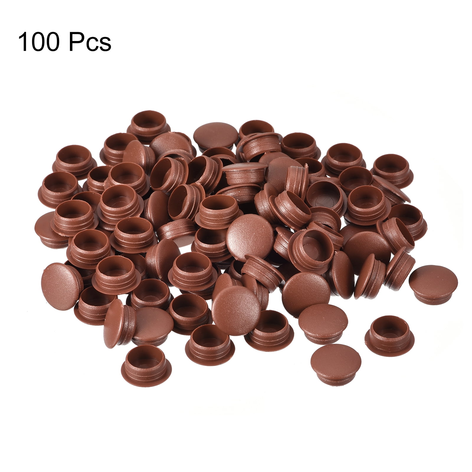 100 Pcs Wood Button Top Plugs 9/16 Inch - Hardwood Furniture Plugs For Screw Holes, Wood Color, 9/25 Inch Height