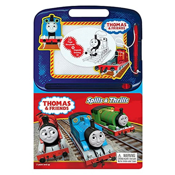 Pre-Owned Thomas & Friends Spills & Thrills Read & Doodle - Learning resources for kids, a magnetic drawing pad, an easy-to-use pen, 22-page board book for reading and drawing, 9782764324