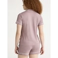 thumbnail image 3 of Joyspun Women's Dreamy Soft Collection Notch Collar Top and Shorts Pajama Set, 2-Piece, Sizes XS-3X, 3 of 5
