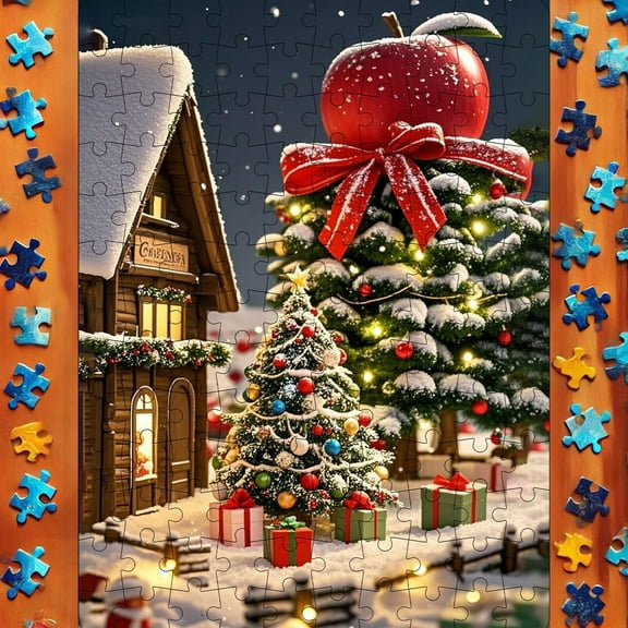 Virelaxpo Christmas Themed 130-Piece Paper Jigsaw Puzzle for Family Bonding and Educational Fun, Ideal Holiday Gift for Home Entertainment