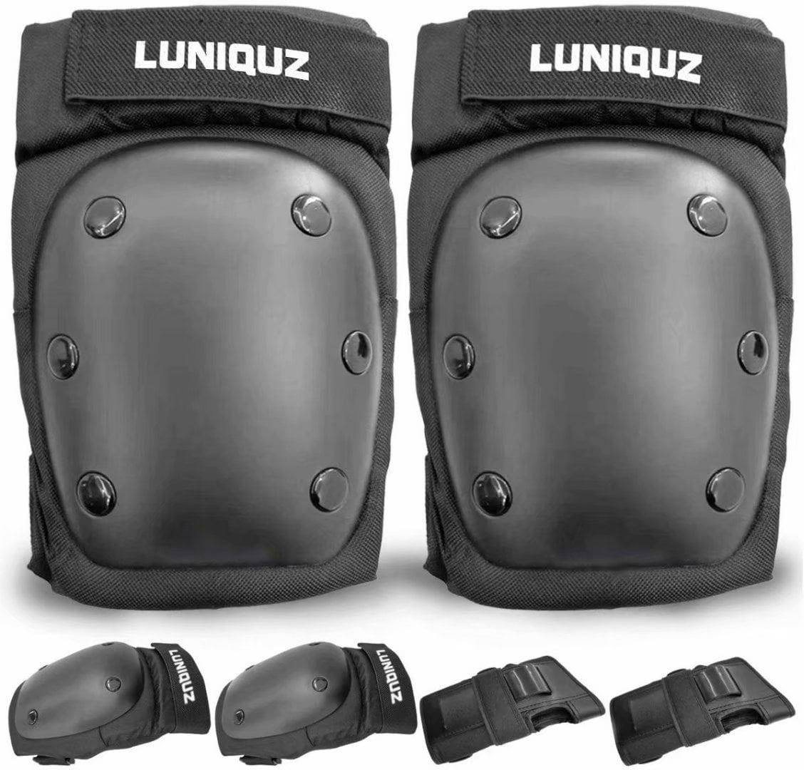 CRZKO Skateboard Pads for Adult/Youth 6 in 1 Elbow and Knee Pads Adult Youth Teens Protective Gear Set with Wrist Guards for Scooter Skateboarding Inline Roller Skating Cycling Bike 