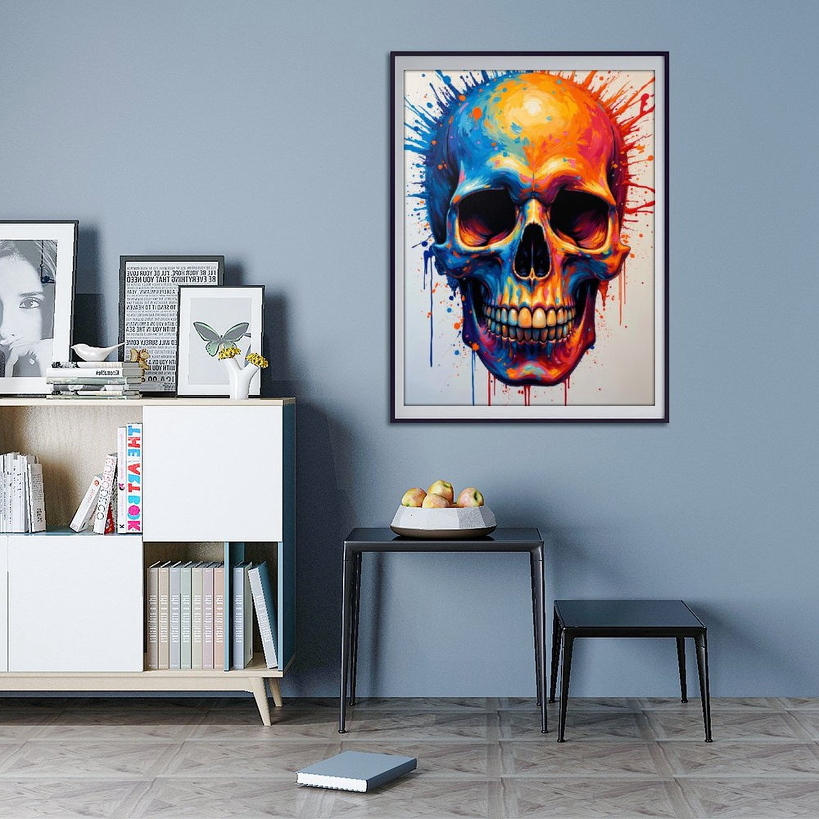 Diamond Art Kit for Adults, Colorful Skull Art Splatter Canvas Diamond Painting for Adults Beginners, 5D DIY Diamond Art Painting Kits, Colorful Diamond Painting Craft for Home Decor 12x16