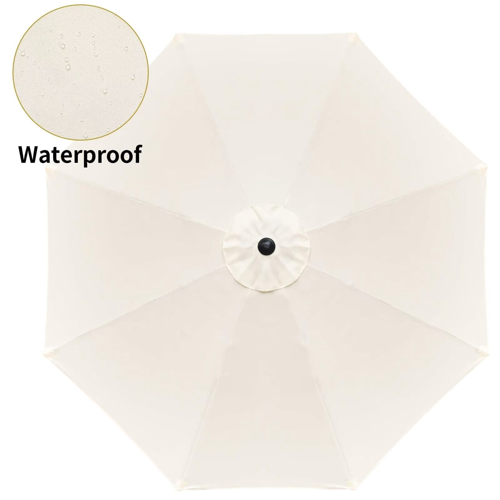 Simple Deluxe 9ft Outdoor Market Table Patio Umbrella with Button Tilt and 8 Sturdy Ribs, Beige, 2 Pack