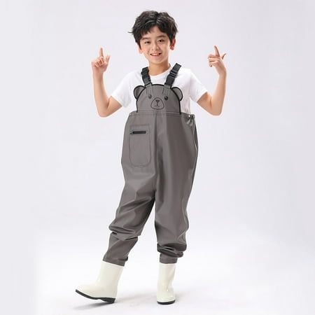 Kids Chest Waders for Toddler Youth Fishing Waders for Toddler Children Water Proof Unisex Waders with Rain Boots Youth Waders 12-13