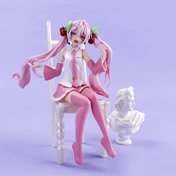 Figura de Hatsune Miku de dibujos animados de 23cm, cantante Kawaii, falda negra, chica guay fantasma, juguete de modelos coleccionables en PVC, decoración de pasteles