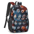 thumbnail image 2 of Football and Rugby Red Pattern 17" School Backpacks for Teens,Waterproof Oxford Fabric,S-Shape Padded Straps for School,Travel,Hiking,Camping, 2 of 6