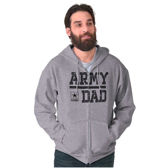 US Army Dad Military Father Star Logo Men Big & Tall Zip Hoodie Brisco Brands 2X