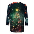 thumbnail image 5 of FDGIU Women's Christmas Shirts 2025 - 3/4 Sleeve Graphic Tee with Xmas Tree & Snowflake Prints, Loose Fit Tunic Top for Holiday, 5 of 5