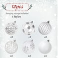 thumbnail image 5 of Lolsea 12ct Christmas Ball Ornaments, 3.15 inch Shatterproof Xmas Tree Decorations, Plastic Baubles for Holiday, Party, Wedding, or Home Decor, White & Sliver (80mm), 5 of 9