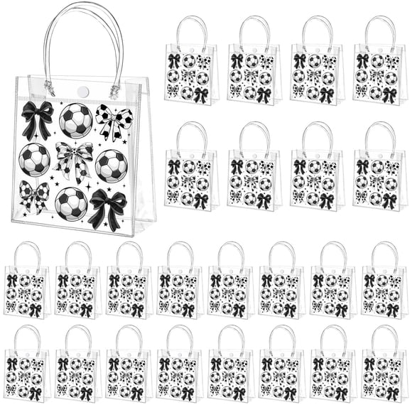 Tioncy 24 Bolsas de Regalo Transparentes de PVC para Fútbol 20x20x8 cm
