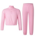 thumbnail image 5 of Cethrio Girls Outfit Sets, Casual 2 Piece Long Sleeve Zipper Sweatshirts and Sweatpants Sets Pink Size 9-10 T, 5 of 7
