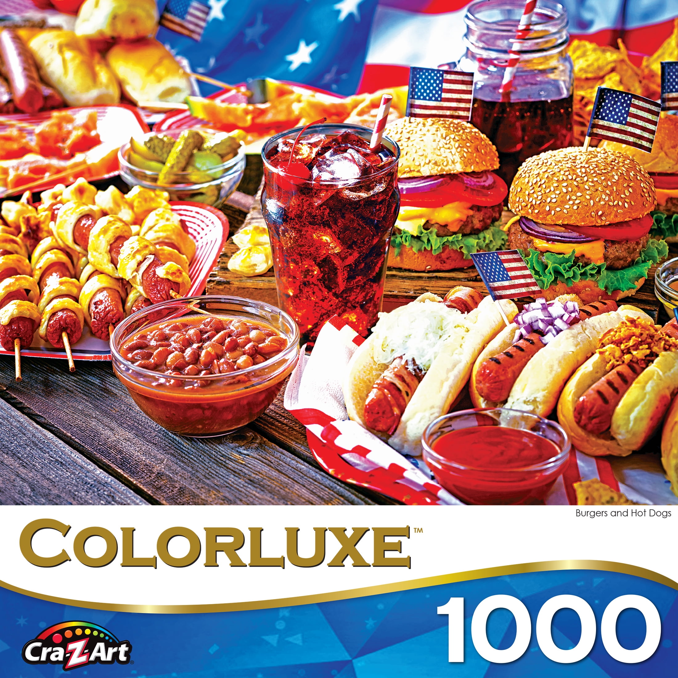 Roseart Colorluxe 1000 Piece Burgers and Hot Dogs Adult Interlocking Jigsaw Puzzle