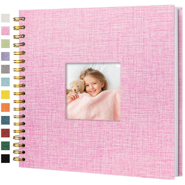 Álbum de Fotos Scrapbook Hiwhy con Cubierta de Lino 25x25 cm 40 Páginas Rosa