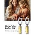 thumbnail image 4 of PROSTEEL Pendientes colgantes Huggie Pendientes de aro colgantes Pendientes de acero inoxidable para mujeres Niñas Topacio de noviembre Cristal Joyería Madre Regalo de cumpleaños para mamá Esposa, 4 of 8