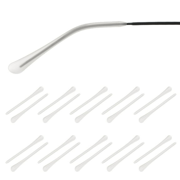 Uxcell 10 Pairs Eye Glass Replacement Temples, Silicone Anti-Slip Eyeglass End Tips Glasses Retainers Fits 0.9-1.2mm for Round Thin Metal Eyeglass Sunglasses Temple, Clear
