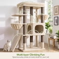 thumbnail image 3 of Globlazer 52" Multi-Level Cat Tree Tower with Extra Large Perch Platform and Scratching Posts, Hammock, Beige, 3 of 9