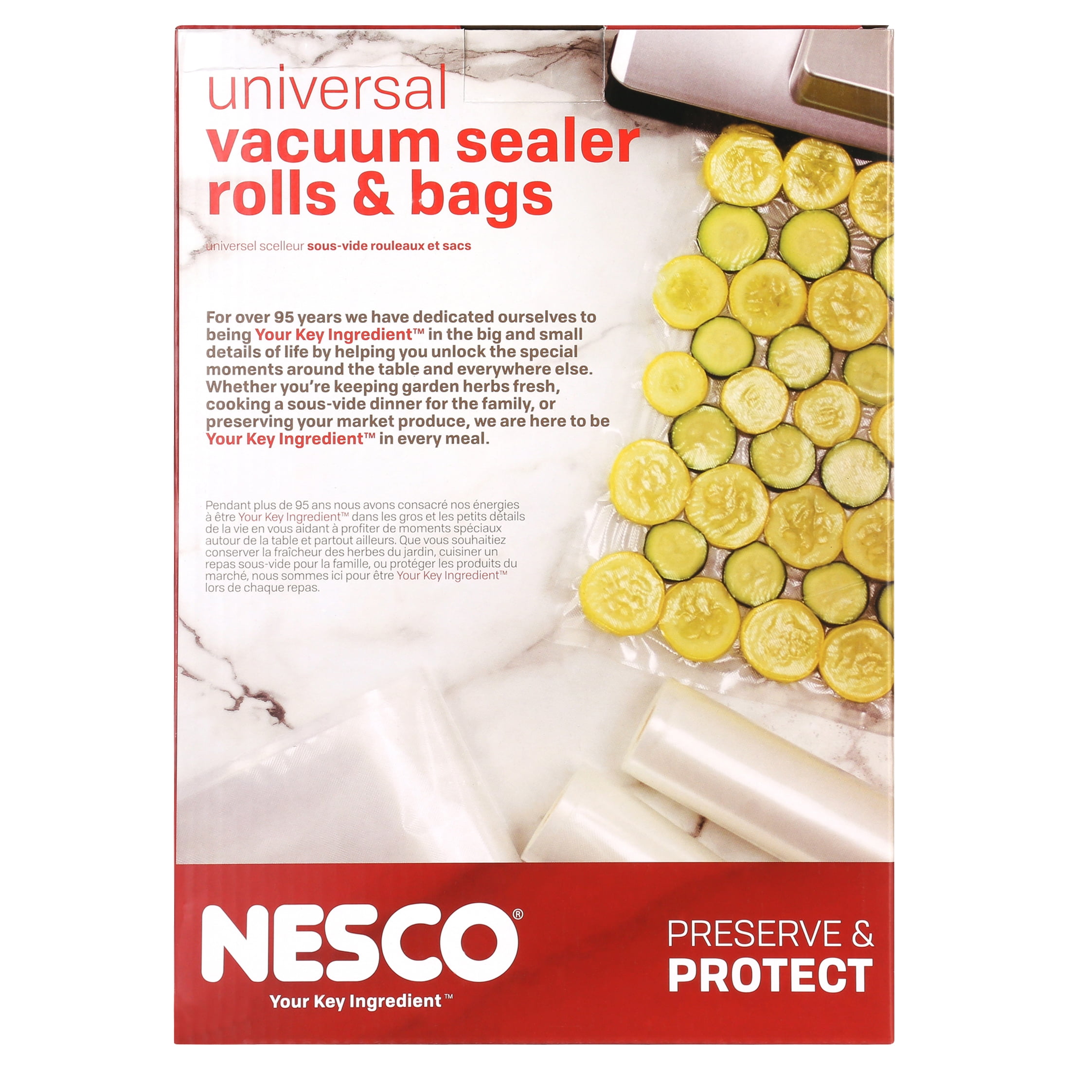 NESCO Universal Bag Rolls 2 pk (7.9” x 19.7”) Vacuum Sealer Preserve &  Protect
