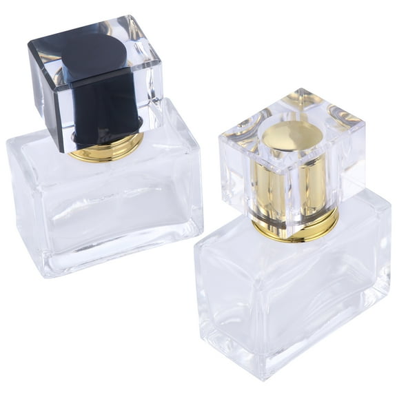2Pcs 30ML Perfume Empty Bottles Square Glass Containers Perfume Liquid Dispenser (Golden Black)