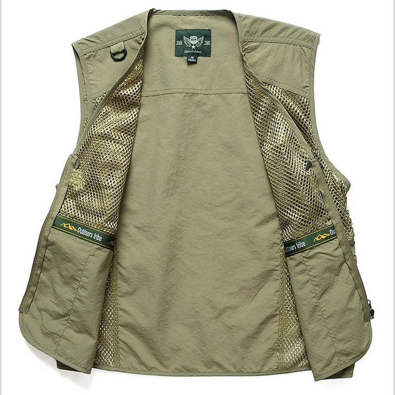 Rciityk V-Neck Multi-Pockets Polyester, Journalist Vest (Men's