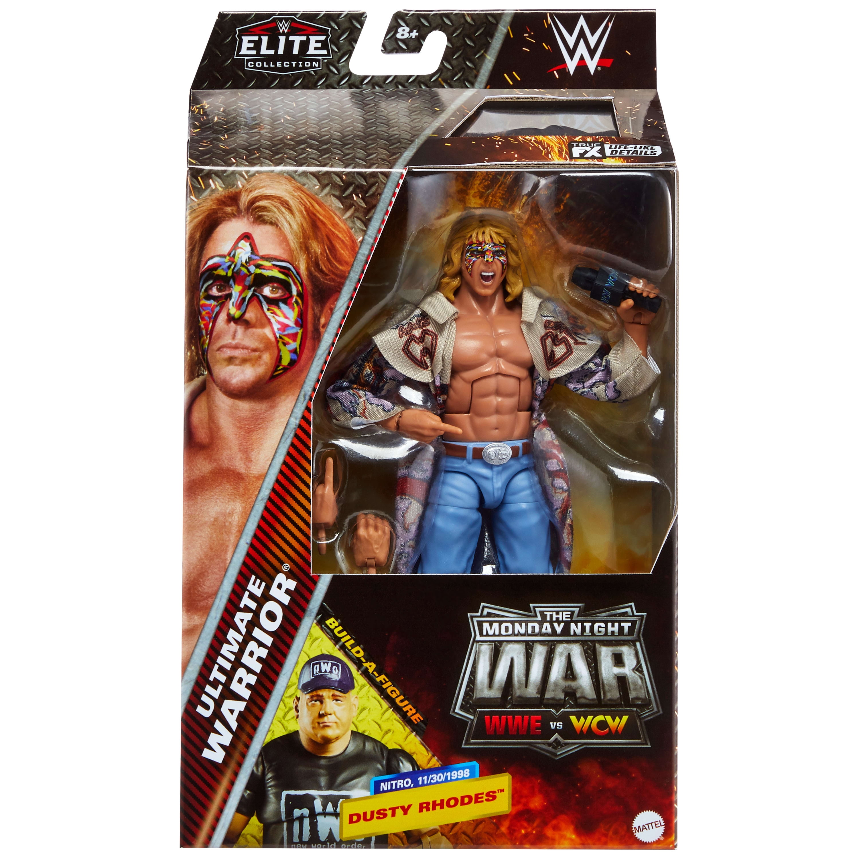 WWE Monday Night War Elite Collection Ultimate Warrior Action Figure with Accessories, Build-a-Figure Parts