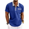 thumbnail image 2 of TKKCS Mens Polo Shirts with Pocket Short Sleeve- Summer Moisture Wicking Casual Performance Golf Shirts Blue Size L, 2 of 8