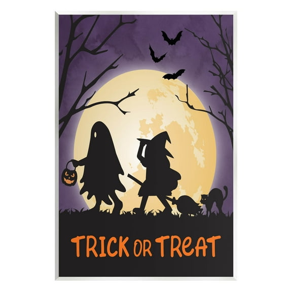 Stupell Industries Trick Or Treat Halloween Silhouettes Graphic Art Unframed Art Print Wall Art, Design by Linda Birtel