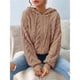 thumbnail image 4 of Suéter Holgado de Franela con Capucha para Mujer, Larga y Cálido para Invierno Caqui L, 4 of 8