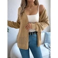 thumbnail image 6 of Crochet Cardigan for Women Long Sleeve Open Front Knit Oversized Cardigan Sweaters Khaki S, 6 of 7