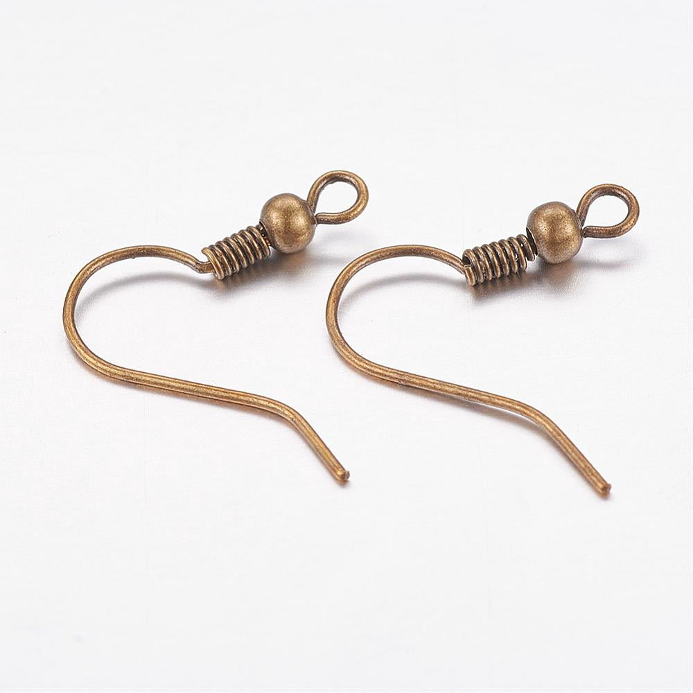 2000pc Brass Earring Hooks Ear Wire with Horizontal Loop Nickel Free Antique Bronze 17~19x16~18x0.6~0.7mm 21~22 Gauge Hole: 2mm