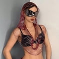 thumbnail image 3 of Giaone Sparkling Rhinestones Hoodie HipHop Dancing Event Hooded Hat Fishnet Tank Tops, 3 of 15