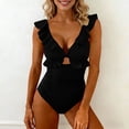 thumbnail image 1 of Trajes de baño para mujer, moda para mujer, color sólido, con cojín en el pecho y sin soporte de acero, traje de baño holgado con cordón dividido, trajes de baño para mujer, trajes de baño para mujer,, 1 of 6