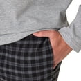thumbnail image 6 of Hanes Men's Flannel Sleep Set, Long Sleeve Top with Plaid Printed Pajama Pants, Grey, 6 of 7