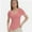 Pink, variant on Women's Summer Short Sleeve T-Shirt - Square Neck, Ribbed, Slim Fit, Casual Tee Top