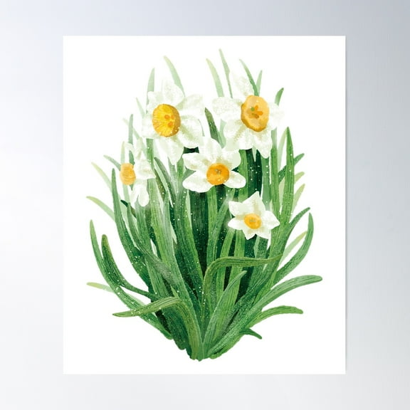 White Daffodil Poster Wall Art, Modern Wall Decor For Living Room Bedroom, 8x12 UNFRAMED