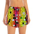 thumbnail image 2 of Balery Colorful Tie Dye Stained Glass 1 Pantalones cortos deportivos para mujer con forro y dos bolsillos, elásticos, para entrenamiento, gimnasio, yoga-XX-Large, 2 of 7
