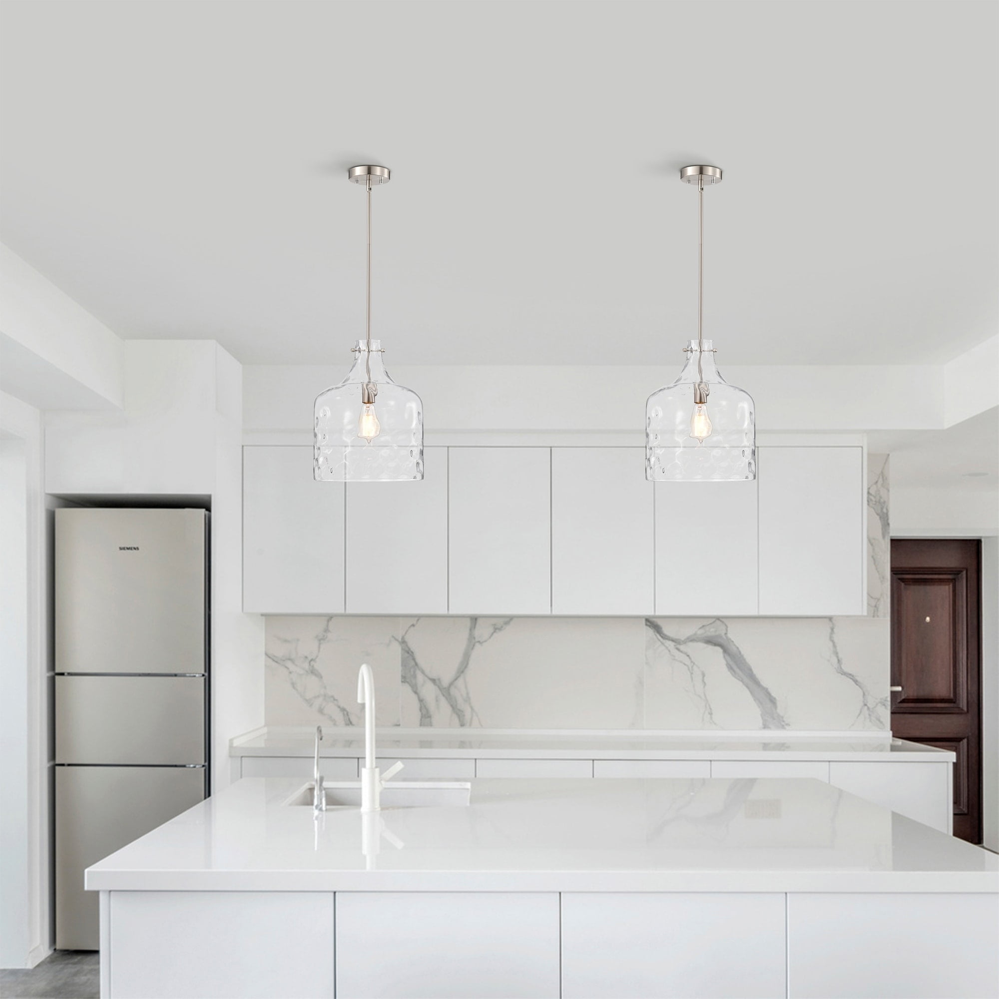 Daelan 12 in. 1-Light Indoor Satin Nickel Finish Pendant Light