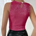 thumbnail image 4 of SNKSDGM Female Women's Tank Tops Loose fit Cotton Women T Shirts Women Fashion Solid Sequin Casual Sexy Crewneck Sleeveless Vest L, 4 of 6