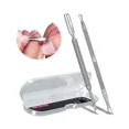 thumbnail image 1 of Herramienta limpiadora de 2 piezas, empujador de cutículas plateado de metal y removedor de cortador, raspador pelador de esmalte de uñas de gel de acetona, herramienta limpiadora de manicura y, 1 of 5