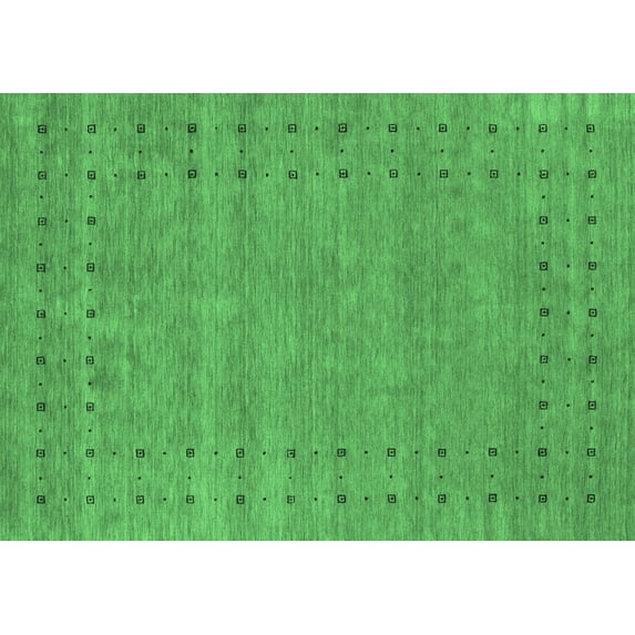 Ahgly Company Indoor Rectangle Abstract Emerald Green Contemporary Area Rugs, 2' x 4'