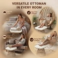 thumbnail image 3 of OMNIBERG 360° Outdoor Swivel Ottoman Stools Set of 2, Oversized All Weather Wicker Footstool with Cushion and Non-Slip Feet, Outdoor Seating Footrest for Bedroom, Living Room, Porch, Balcony, Beige, 3 of 6
