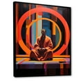 thumbnail image 2 of Designart "Orange Teal Meditation Charm Of Silence I" Portrait Floater Framed Wall Art Living Room, 2 of 7