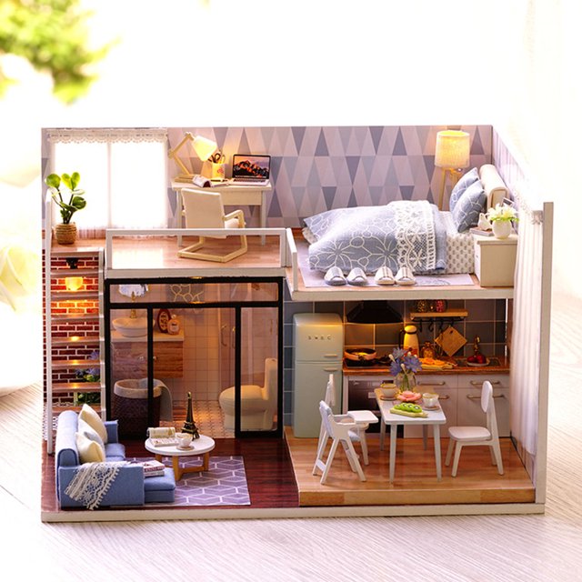 Kit de casa de muñecas rompecabezas de madera 3D casa de muñecas juguete hecho a mano DIY ANGGREK Otros