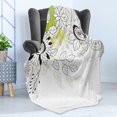 thumbnail image 4 of Flower Soft Flannel Fleece Throw Blanket, Drawing of Wild Field Flora Snails Twigs Leaves Gardening Plants, Cozy Plush for Indoor and Outdoor Use, 60" x 80", Black Eggshell Green, by Ambesonne, 4 of 5