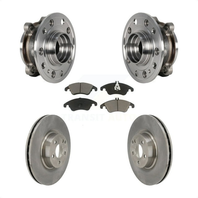 Transit Auto Front Hub Bearing Assembly Disc Brake Rotors and Ceramic Pads Kit for Car 2017 Mercedes-Benz E400 AWD with 344mm Diameter Rotor KBB-126356